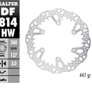 GALFER TARCZA HAMULCOWA PRZÓD BETA 250RR ‘12-‘24; 300RR ‘13-‘24; 350RR ‘13-‘24; 400/430/450/480/498 ‘13-‘24; X-TRAINER ‘15-‘24 (260X127X3MM) SHARK ENDURO MX Bestseller