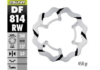 Premium GALFER TARCZA HAMULCOWA PRZÓD BETA RR 250/300/350 ‘12-, RR 390/400/430/450/450/498 ‘14-, XTRAINER 250/300 ‘15- WAVE FIXED (260X127X3MM)