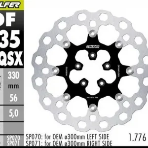 GALFER TARCZA HAMULCOWA PRZÓD HARLEY-DAVIDSON (330X56X5) PŁYWAJĄCA (CUBIQ) (SUPER OVERSIZE) (WYMAGA SP070; SP071) Wyprzedaż