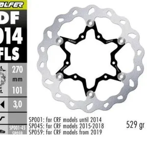 Obniżka ceny GALFER TARCZA HAMULCOWA PRZÓD HONDA CR 125R/250R ‘95-‘07, CR 500 ‘95-‘00, CRF 250R/450R ‘02- WAVE (270X101X3MM) (OVERSIZE 270)