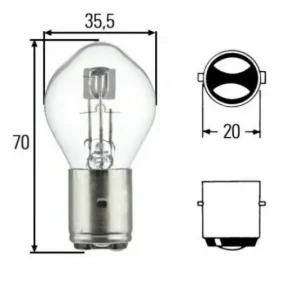 HELLA ŻARÓWKA S2 35/35 W 12V BA20D (BULBA) - 1 SZTUKA Obniżka ceny