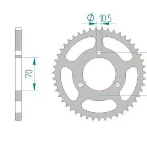 AFAM 10103-45 zębów zębatka TYŁ stalowa C45N hartowana indukcyjnie, 420 standard galwanizowana, srebrna Nowy
