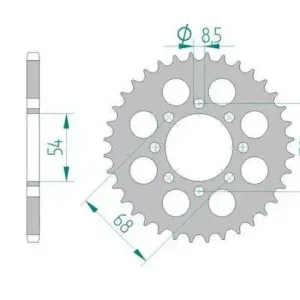 AFAM 10105-40 zębów zębatka TYŁ stalowa C45N hartowana indukcyjnie, 420 standard galwanizowana, srebrna Wysoka jakość