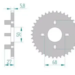AFAM 10106-38 zębów zębatka TYŁ stalowa C45N hartowana indukcyjnie, 420 standard galwanizowana, srebrna Wysoka jakość