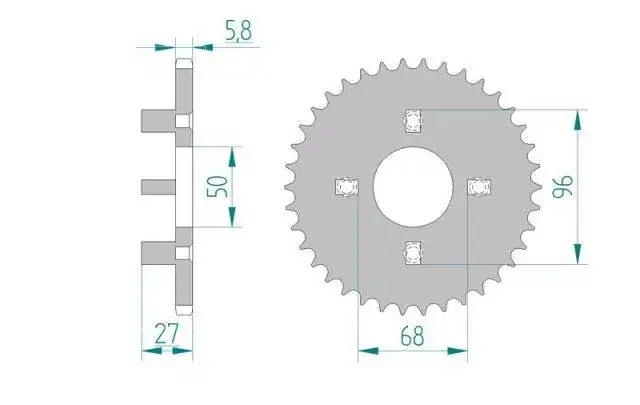 AFAM 10106-42 zębów zębatka TYŁ stalowa C45N hartowana indukcyjnie, 420 standard galwanizowana, srebrna Zniżka
