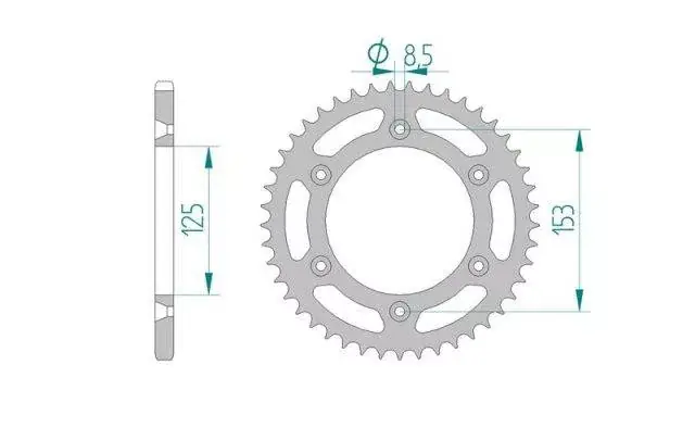 AFAM 10212-45 zębów zębatka TYŁ stalowa C45N hartowana indukcyjnie, 520 standard galwanizowana, srebrna Oferta