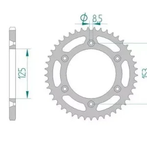 AFAM 10212-51 zębów zębatka TYŁ stalowa C45N hartowana indukcyjnie, 520 standard galwanizowana, srebrna Wyjątkowa oferta
