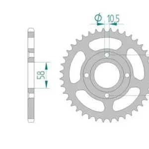 AFAM 10214-35 zębów zębatka TYŁ stalowa C45N hartowana indukcyjnie, 520 standard galwanizowana, srebrna Wyprzedaż