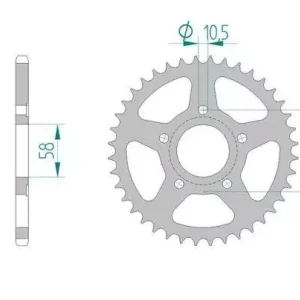 AFAM 10215-40 zębów zębatka TYŁ stalowa C45N hartowana indukcyjnie, 520 standard galwanizowana, srebrna Dostępne od ręki