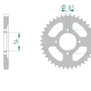 AFAM 10222-36 PS zębów zębatka TYŁ stalowa C45N hartowana indukcyjnie, 428 standard galwanizowana, srebrna Oferta czasowa