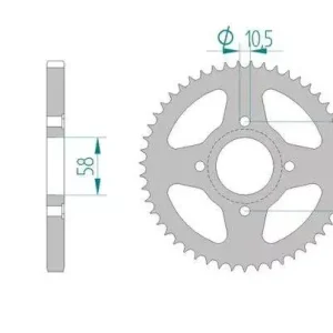 AFAM 10223-47 zębów zębatka TYŁ stalowa C45N hartowana indukcyjnie, 428 standard galwanizowana, srebrna Ostatnie sztuki