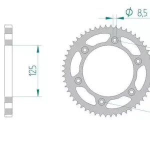 AFAM 10228-54 zębów zębatka TYŁ stalowa C45N hartowana indukcyjnie, 428 standard galwanizowana, srebrna Dodaj do koszyka