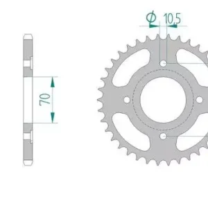 AFAM 10310-44 zębów zębatka TYŁ stalowa C45N hartowana indukcyjnie, 520 standard galwanizowana, srebrna Wyjątkowa oferta