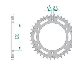 AFAM 10311-38 zębów zębatka TYŁ stalowa C45N hartowana indukcyjnie, 520 standard galwanizowana, srebrna Wyjątkowa oferta