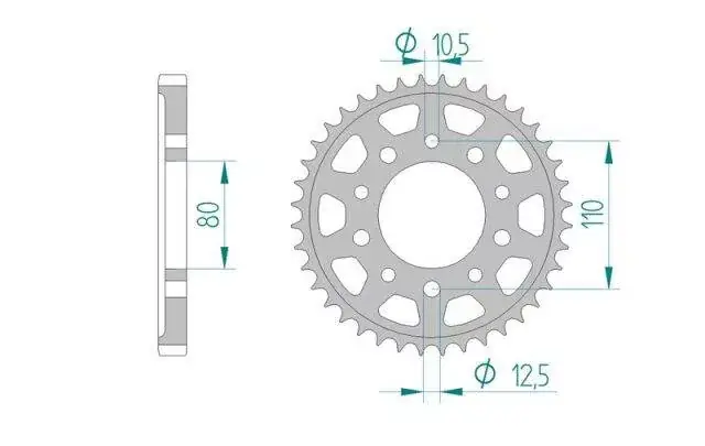 Rabat AFAM 10405-45 zębów zębatka TYŁ stalowa C45N hartowana indukcyjnie, 530 standard galwanizowana, srebrna