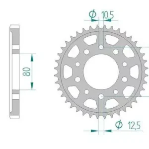 AFAM 10405-46 zębów zębatka TYŁ stalowa C45N hartowana indukcyjnie, 530 standard galwanizowana, srebrna Bestseller