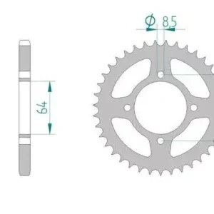 AFAM 12200-36 zębów zębatka TYŁ stalowa C45N hartowana indukcyjnie, 428 standard galwanizowana, srebrna Oferta czasowa