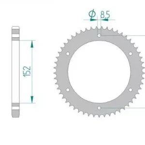 AFAM 12207-57 zębów zębatka TYŁ stalowa C45N hartowana indukcyjnie, 428 standard galwanizowana, srebrna Wybór klientów
