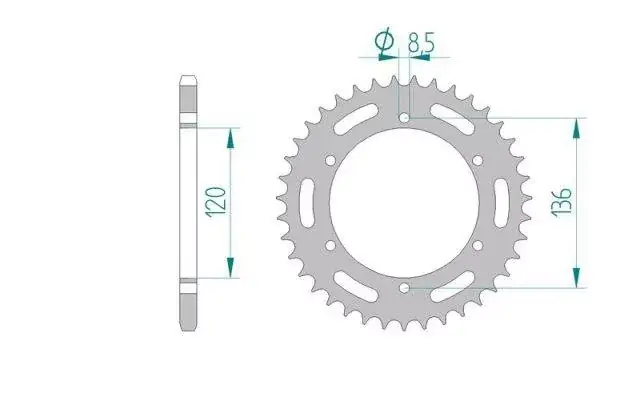 Oferta AFAM 12304-39 zębów zębatka TYŁ stalowa C45N hartowana indukcyjnie, 520 standard galwanizowana, srebrna