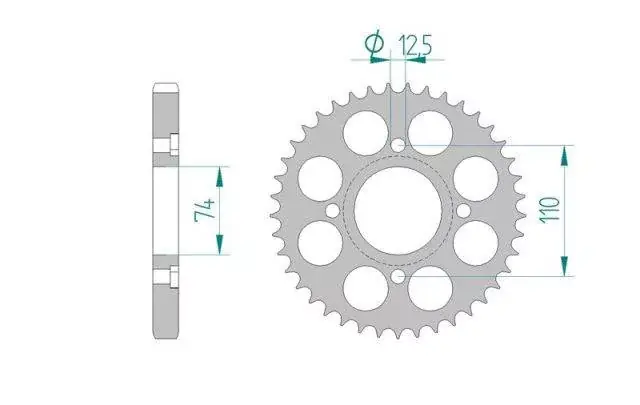Łatwy zwrot AFAM 12401-43 zębów zębatka TYŁ stalowa C45N hartowana indukcyjnie, 530 standard galwanizowana, srebrna