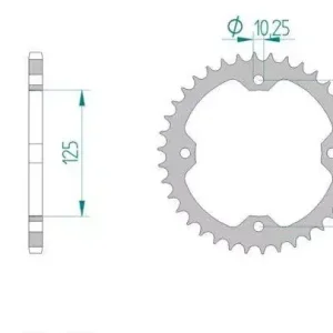 AFAM 12407-36 zębów zębatka TYŁ stalowa C45N hartowana indukcyjnie, 520 standard galwanizowana, srebrna Tylko dziś