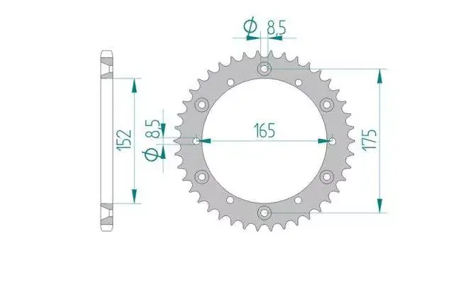 AFAM 12500-43 zębów zębatka TYŁ stalowa C45N hartowana indukcyjnie, 520 standard galwanizowana, srebrna Wyprzedaż