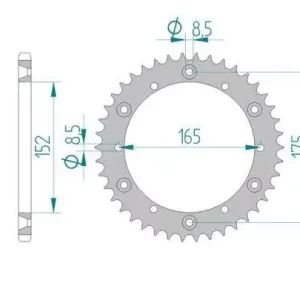 AFAM 12500-44 zębów zębatka TYŁ stalowa C45N hartowana indukcyjnie, 520 standard galwanizowana, srebrna Okazja