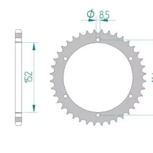 AFAM 12502-41 zębów zębatka TYŁ stalowa C45N hartowana indukcyjnie, 520 standard galwanizowana, srebrna Szybka dostawa