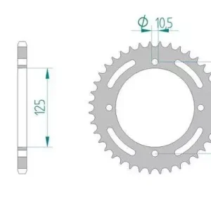 AFAM 12505-49 zębów zębatka TYŁ stalowa C45N hartowana indukcyjnie, 520 standard galwanizowana, srebrna Premium