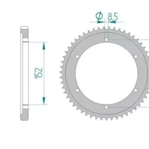 AFAM 12512-55 zębów zębatka TYŁ stalowa C45N hartowana indukcyjnie, 428 standard galwanizowana, srebrna Nowość
