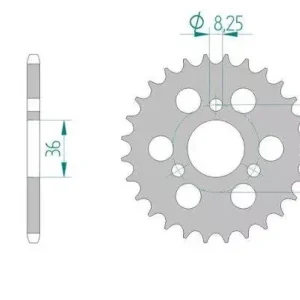AFAM 14102-28 zębów zębatka TYŁ stalowa C45N hartowana indukcyjnie, 420 standard galwanizowana, srebrna Premium