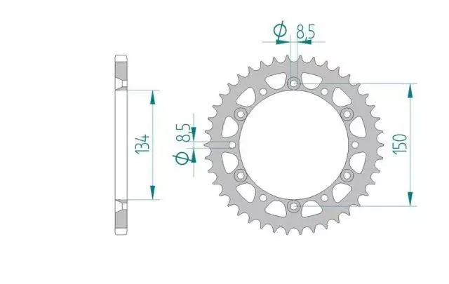 Tylko do końca tygodnia AFAM 16204-50 zębów zębatka TYŁ stalowa C45N hartowana indukcyjnie, 520 standard galwanizowana, srebrna