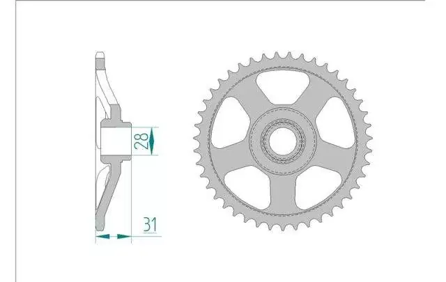 Łatwy zwrot AFAM 35100-44 zębów zębatka TYŁ stalowa C45N hartowana indukcyjnie, 415 standard galwanizowana, srebrna