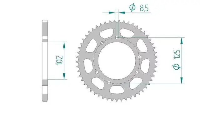 Nowość AFAM 41100-53 zębów zębatka TYŁ stalowa C45N hartowana indukcyjnie, 420 standard galwanizowana, srebrna