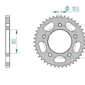 Zniżka AFAM 74200-42 zębów zębatka TYŁ stalowa C45N hartowana indukcyjnie, 428 standard galwanizowana, srebrna