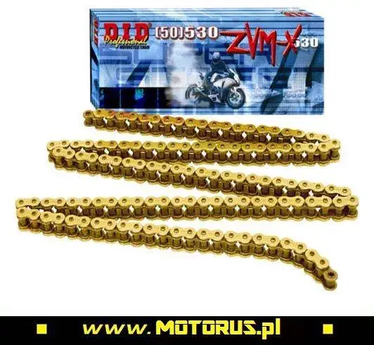 DID 530ZVMX G&G-112LE ogniw łańcuch napędowy X-RING ZŁOTY ZAKUTY Bezpieczne zakupy