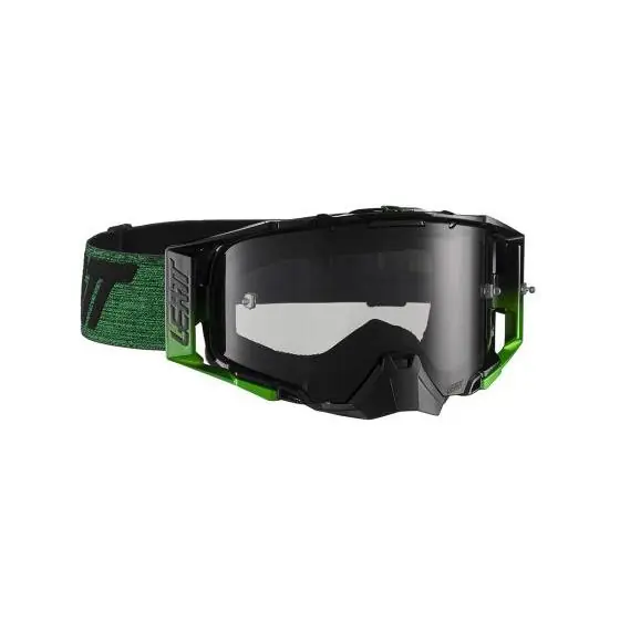 LEATT (WYPRZEDAŻ) GOGLE VELOCITY 6.5 GOGGLE BLACK/GREEN LENS SMOKE 28% - KOLOR CZARNY/ZIELONY SZYBKA LUSTRZANA Okazja