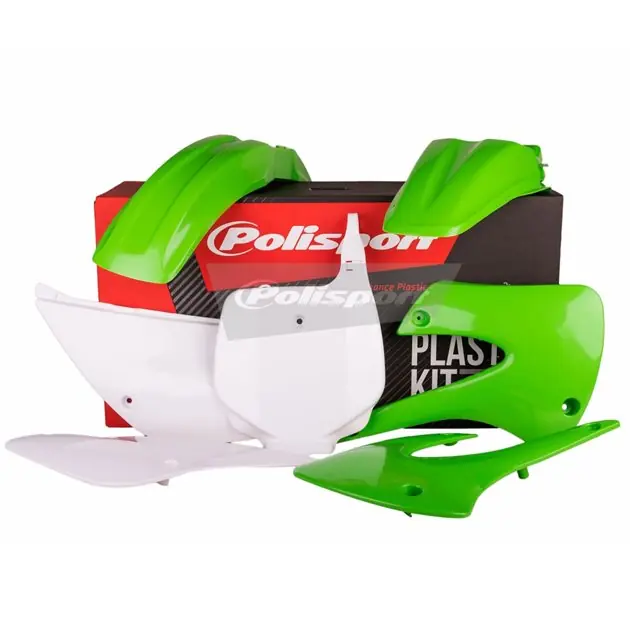 Komplet plastików Kawasaki KX 85/100 Zielono biały OEM Polisport 90462 Tani