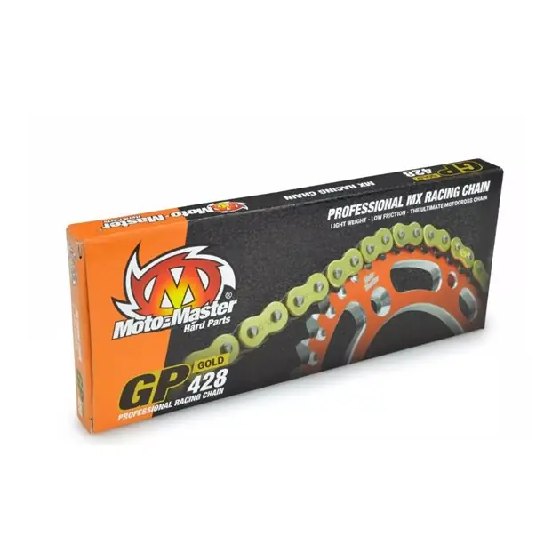 Łańcuch Napędowy GP-428 MX PROFESSIONAL MOTOCROSS RACING CHAIN Bez Oringów Kolor Złoty (134 Ogniw, Zapinka w Zestawie) Moto-Master M642802 Ostatnia szansa