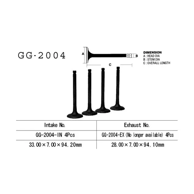 Zawór ssący Yamaha XJ 650, 750 (33,0X7,00X94,20mm) Vesrah GG-2004-IN Obniżka ceny