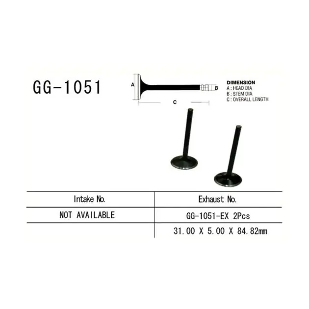 Zawór wydechowy Honda CRF 450R (31,0X5,0X84,82mm) Vesrah GG-1051-EX Okazja