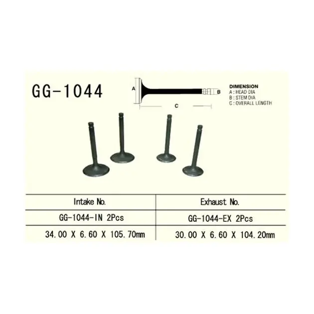 Wysoka jakość Zawór ssący Honda XL 600R (34,0X6,60X105,7mm) Vesrah GG-1044-IN