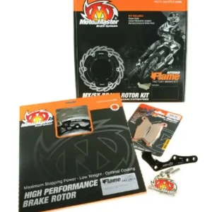 Szybka dostawa Zestaw hamulcowy GasGas EC/ECF 250/300/350, EX/EXF 250/300/450, MC/MCF 125/250/350/450; Husqvarna FE 250/350/450/501, FX 350/450, TE 150I/250I (tarcza, klocki, adapter, zacisk BRAKTEC) Moto-Master M310047