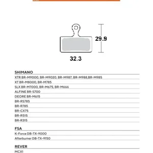 Kup online Klocki hamulcowe rowerowe Sinter Metaliczne Shimano XTR BR-M9000/M9020/M987 / M988/M985, XT BR-M8000/M785, SLX BR-M7000/M675/M666, Deore BR-M615 Moto-Master 730454