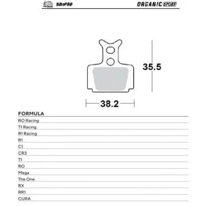 Zamów teraz Klocki hamulcowe rowerowe Organic Sport Formula Cura, RO Racing, T1 Racing, R1 Racing, R1, C1, CR3, T1, RO, Mega, The One, RX, RR1 Moto-Master 730742