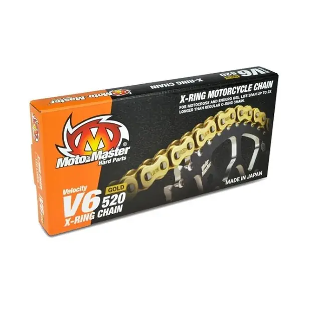 Niska cena Łańcuch napędowy V6-520G X-Ring Gold Chain złoty 120 ogniw Moto-Master M652003