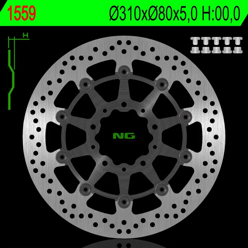 NG1559 tarcza hamulcowa PRZÓD KAWASAKI Z1000 ABS 15-17, Z 1000 15-17, ZX6R 13-17, Z800 12-18, GTR1400 07-18, ZZR1400 06-18 (310X80X5MM) PŁYWAJĄCA Zamów dziś