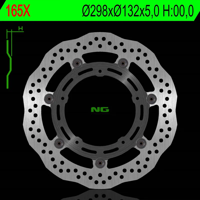 Wyjątkowa oferta NG165X tarcza hamulcowa PRZÓD YAMAHA MT03, MT 09, XS R 900, XV1900, XV1700, R6 03-04, R3,R25 (298X132X5,0MM) (5X8,5MM)