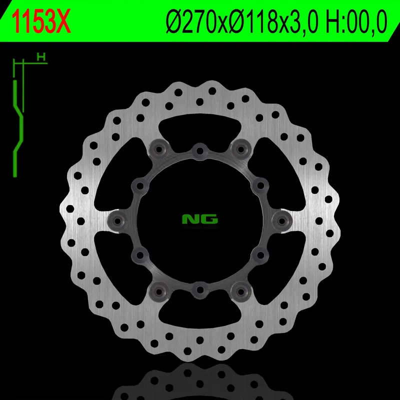 NG1153X tarcza hamulcowa PRZÓD YAMAHA YZF250/400/426/450 98-24, YZ125/250 (2T), WR250/400/426/450F (270X118X3MM) PŁYWAJĄCA (6X6,5MM) WAVE Tani