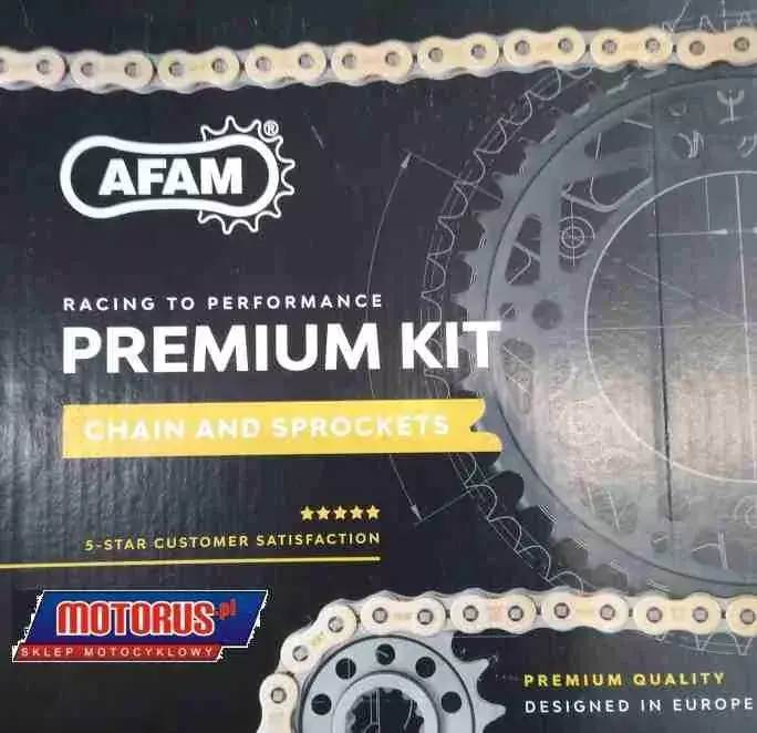 Kup teraz AFAM zestaw napędowy z GUMĄ HONDA CBF600SA ABS 2004-2007 (zębatki 15/43 Stal, Łańcuch A525XMR3 116L ogniw)